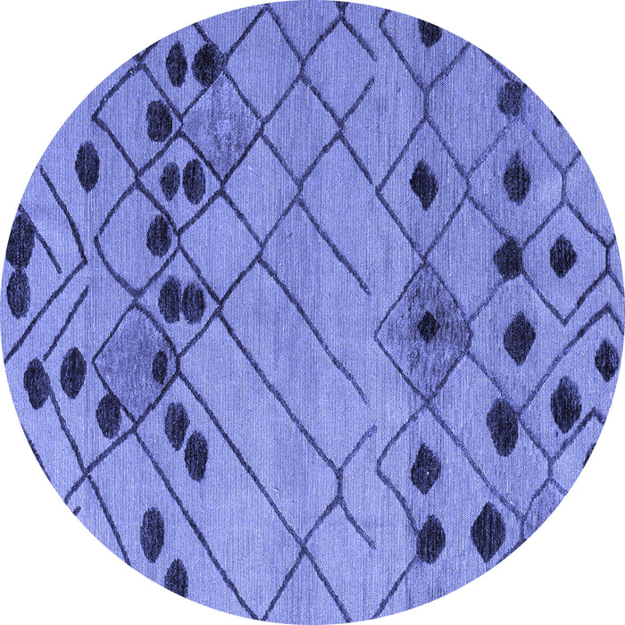 Round Abstract Blue Modern Rug, abs4463blu