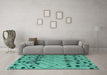 Machine Washable Abstract Turquoise Modern Area Rugs in a Living Room,, wshabs4463turq