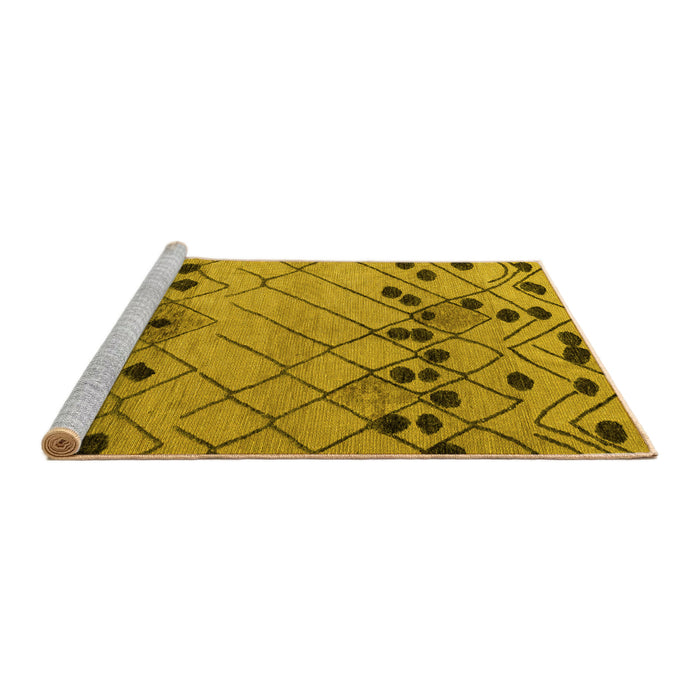 Sideview of Machine Washable Abstract Yellow Modern Rug, wshabs4463yw