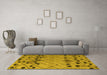 Machine Washable Abstract Yellow Modern Rug in a Living Room, wshabs4463yw