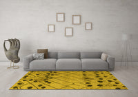 Machine Washable Abstract Yellow Modern Rug, wshabs4463yw