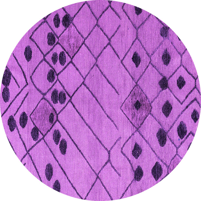 Round Machine Washable Abstract Purple Modern Area Rugs, wshabs4463pur