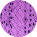 Round Machine Washable Abstract Purple Modern Area Rugs, wshabs4463pur