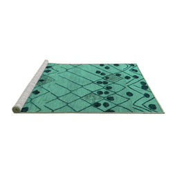 Sideview of Machine Washable Abstract Turquoise Modern Area Rugs, wshabs4463turq