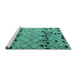 Sideview of Machine Washable Abstract Turquoise Modern Area Rugs, wshabs4463turq