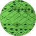 Round Abstract Green Modern Rug, abs4463grn