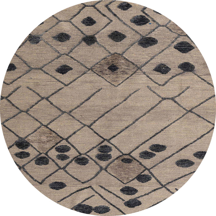 Round Machine Washable Abstract Coffee Brown Rug, wshabs4463