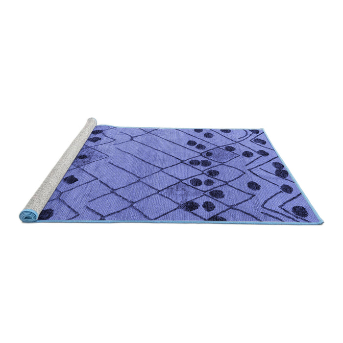 Sideview of Machine Washable Abstract Blue Modern Rug, wshabs4463blu