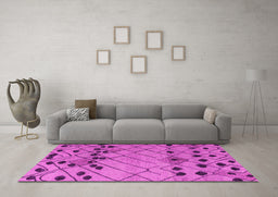 Machine Washable Abstract Pink Modern Rug in a Living Room, wshabs4463pnk