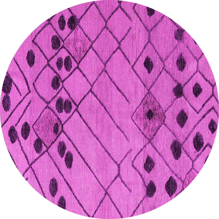 Round Machine Washable Abstract Pink Modern Rug, wshabs4463pnk