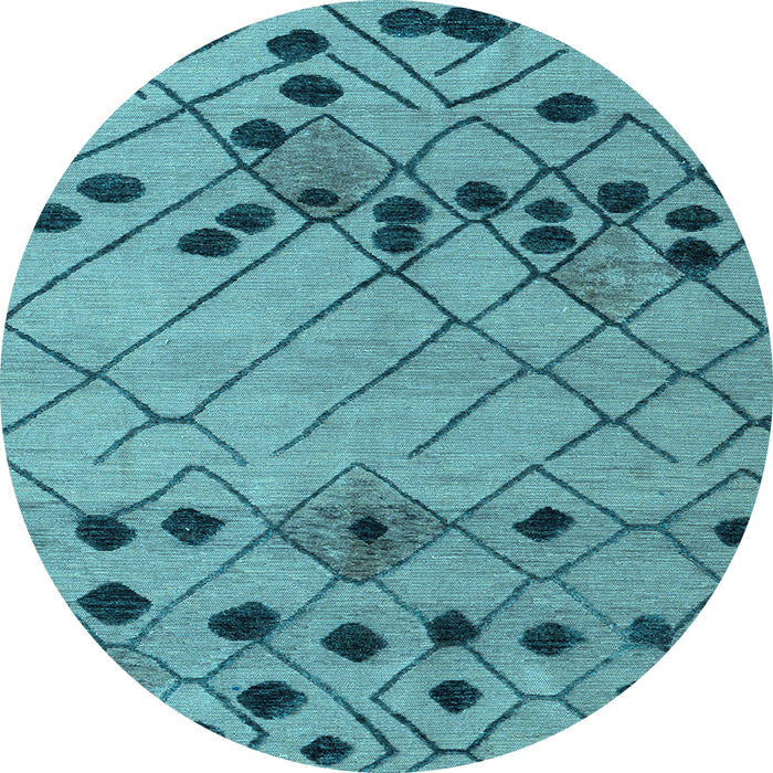 Round Machine Washable Abstract Light Blue Modern Rug, wshabs4463lblu