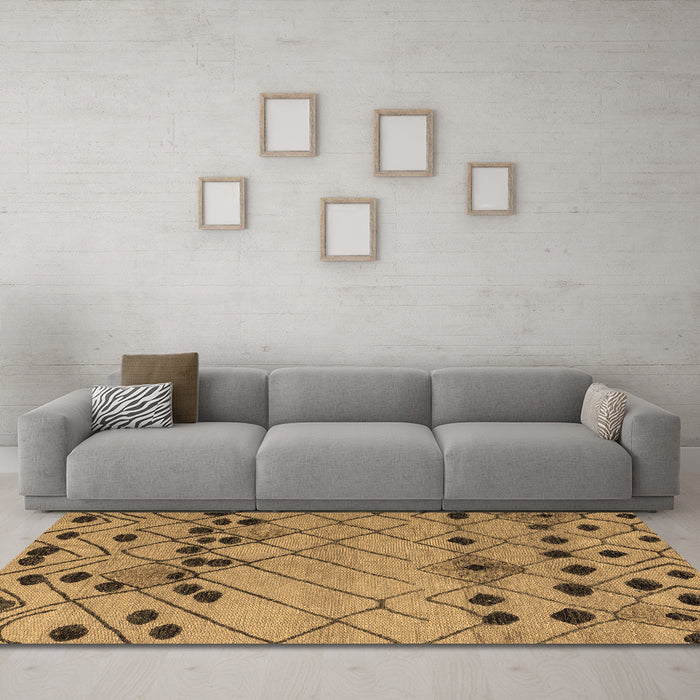 Machine Washable Abstract Brown Modern Rug in a Living Room,, wshabs4463brn