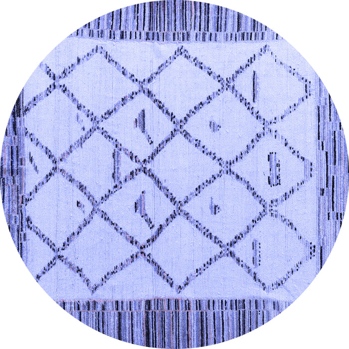 Round Machine Washable Solid Blue Modern Rug, wshabs4464blu