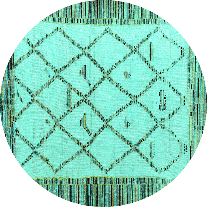 Round Solid Turquoise Modern Rug, abs4464turq