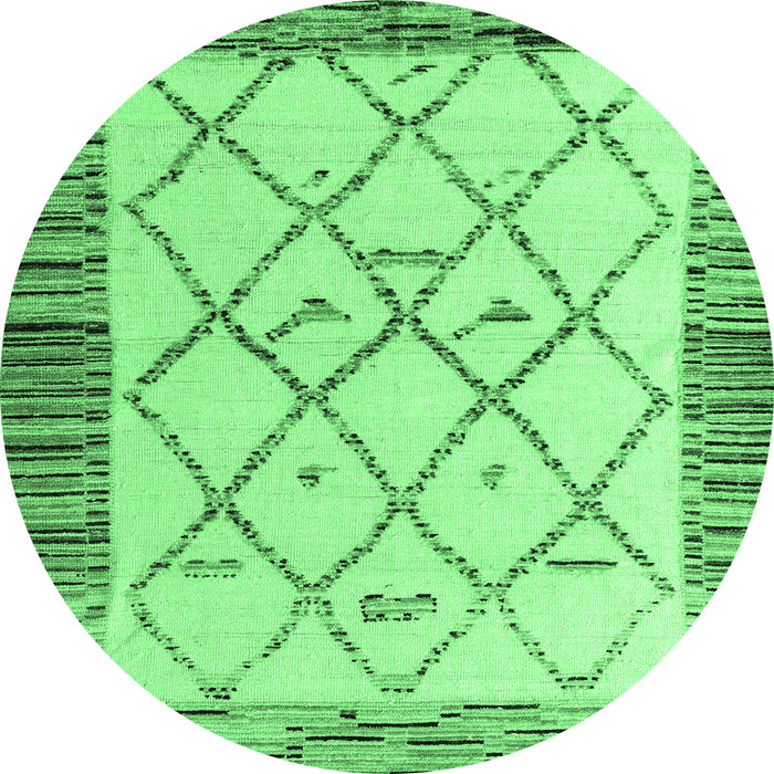 Round Machine Washable Solid Emerald Green Modern Area Rugs, wshabs4464emgrn