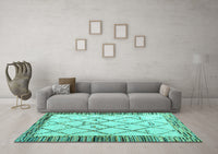 Machine Washable Solid Turquoise Modern Rug, wshabs4464turq