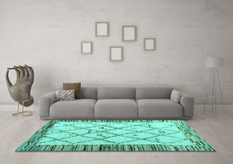Machine Washable Solid Turquoise Modern Area Rugs in a Living Room,, wshabs4464turq