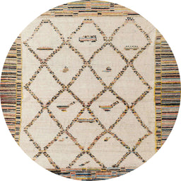 Round Abstract Dark Almond Brown Solid Rug, abs4464