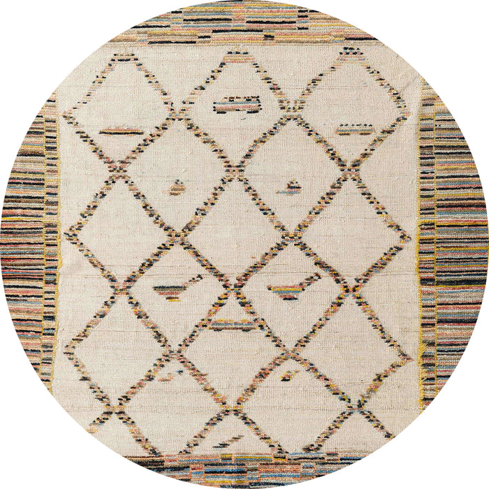 Round Abstract Dark Almond Brown Solid Rug, abs4464