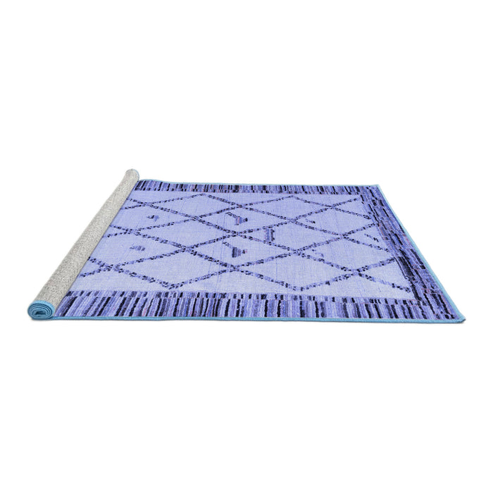 Sideview of Machine Washable Solid Blue Modern Rug, wshabs4464blu
