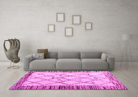 Machine Washable Solid Pink Modern Rug, wshabs4464pnk