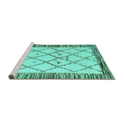 Sideview of Machine Washable Solid Turquoise Modern Area Rugs, wshabs4464turq