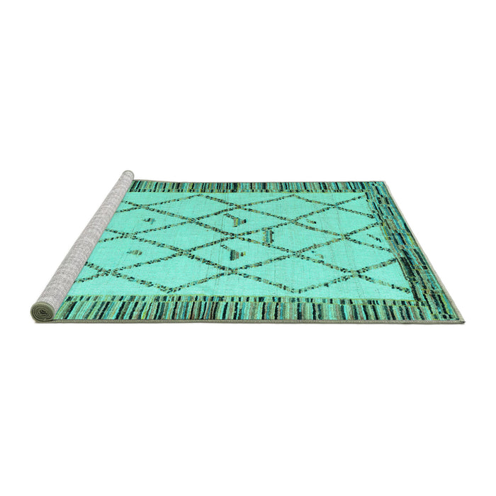 Sideview of Machine Washable Solid Turquoise Modern Area Rugs, wshabs4464turq