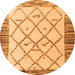 Round Machine Washable Solid Orange Modern Area Rugs, wshabs4464org