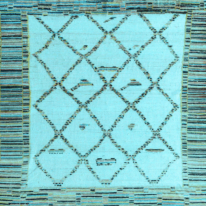 Square Machine Washable Solid Light Blue Modern Rug, wshabs4464lblu