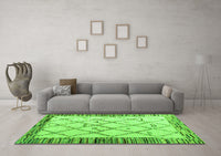 Machine Washable Solid Green Modern Rug, wshabs4464grn