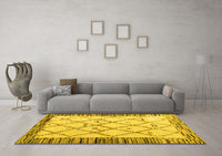 Machine Washable Solid Yellow Modern Rug, wshabs4464yw