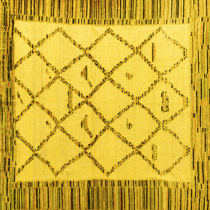 Square Machine Washable Solid Yellow Modern Rug, wshabs4464yw