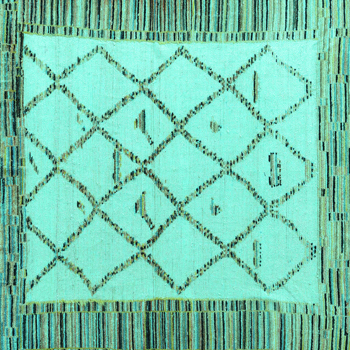 Square Machine Washable Solid Turquoise Modern Area Rugs, wshabs4464turq