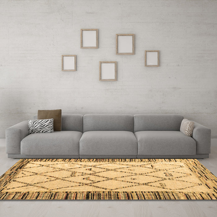 Machine Washable Solid Brown Modern Rug in a Living Room,, wshabs4464brn