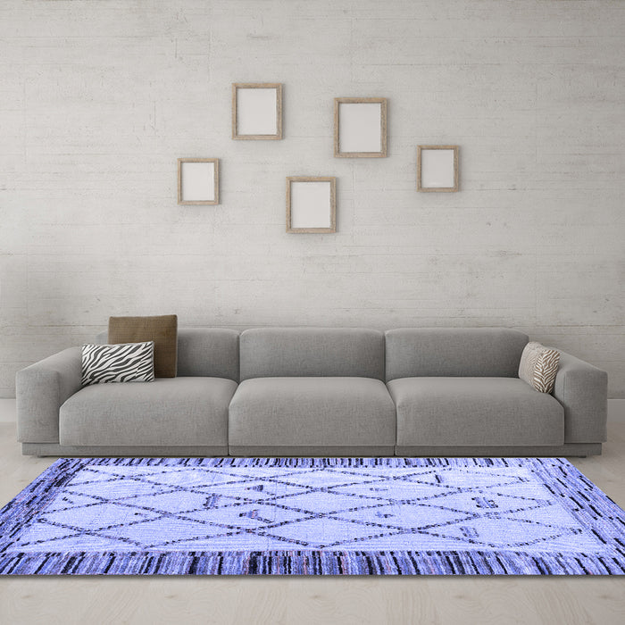 Machine Washable Solid Blue Modern Rug in a Living Room, wshabs4464blu