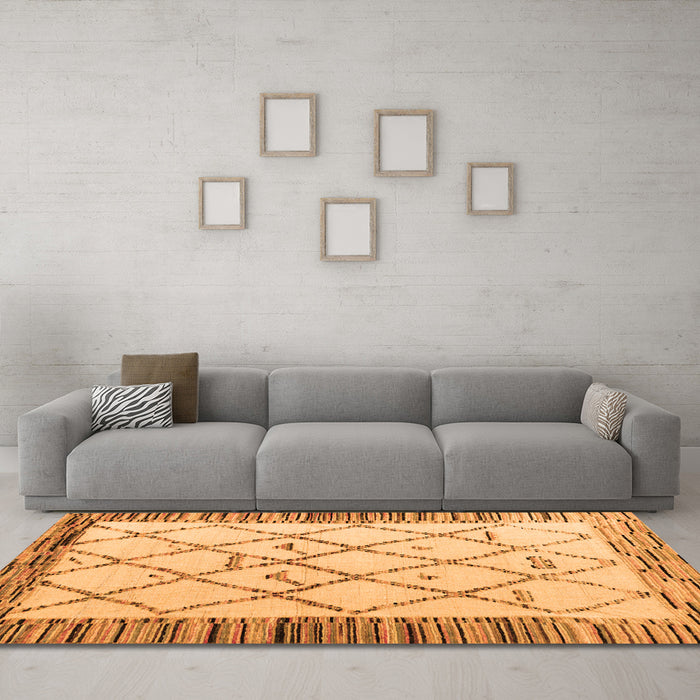 Machine Washable Solid Orange Modern Area Rugs in a Living Room, wshabs4464org