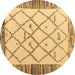 Round Solid Brown Modern Rug, abs4464brn