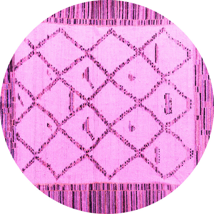 Round Machine Washable Solid Pink Modern Rug, wshabs4464pnk