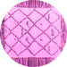 Round Machine Washable Solid Pink Modern Rug, wshabs4464pnk