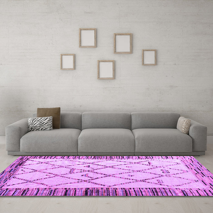Machine Washable Solid Purple Modern Area Rugs in a Living Room, wshabs4464pur