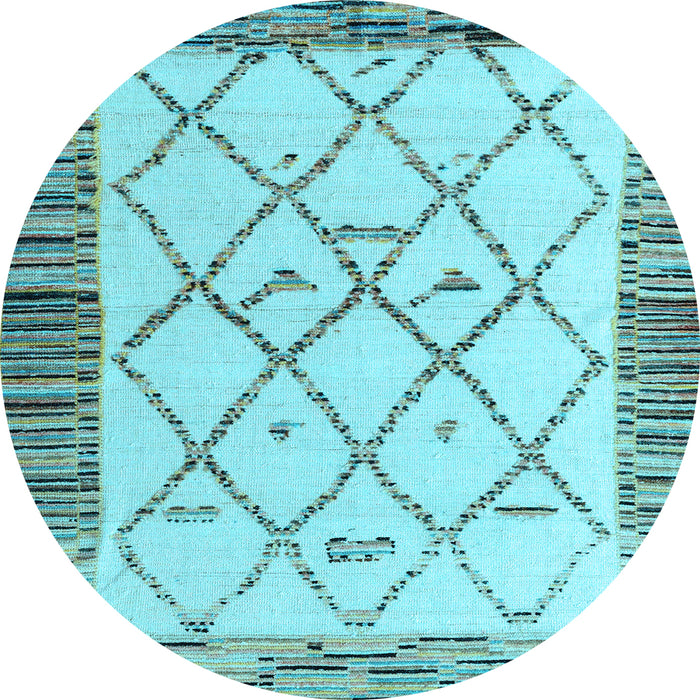 Round Machine Washable Solid Light Blue Modern Rug, wshabs4464lblu