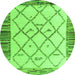 Round Machine Washable Solid Green Modern Area Rugs, wshabs4464grn