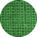 Round Machine Washable Abstract Green Modern Area Rugs, wshabs4465grn