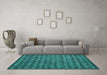 Machine Washable Abstract Turquoise Modern Area Rugs in a Living Room,, wshabs4465turq