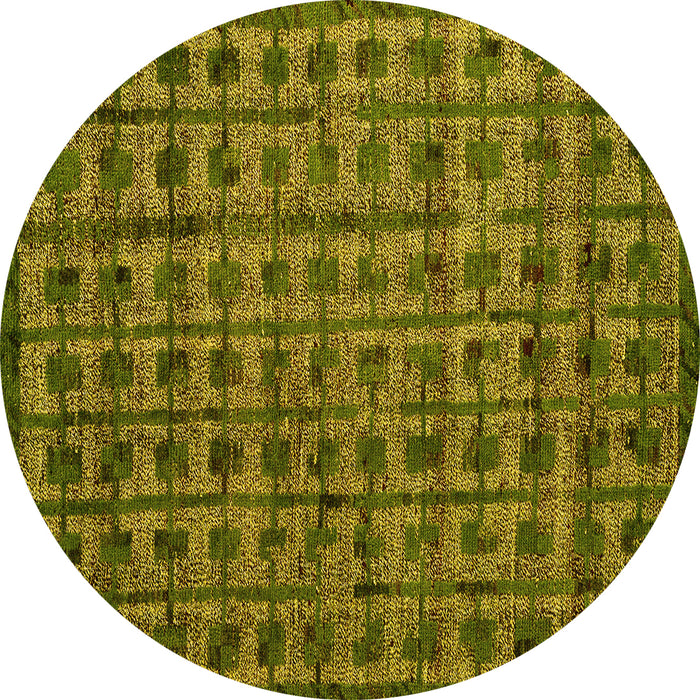 Round Abstract Yellow Modern Rug, abs4465yw