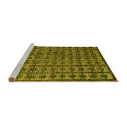 Sideview of Machine Washable Abstract Yellow Modern Rug, wshabs4465yw