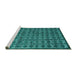 Sideview of Machine Washable Abstract Turquoise Modern Area Rugs, wshabs4465turq