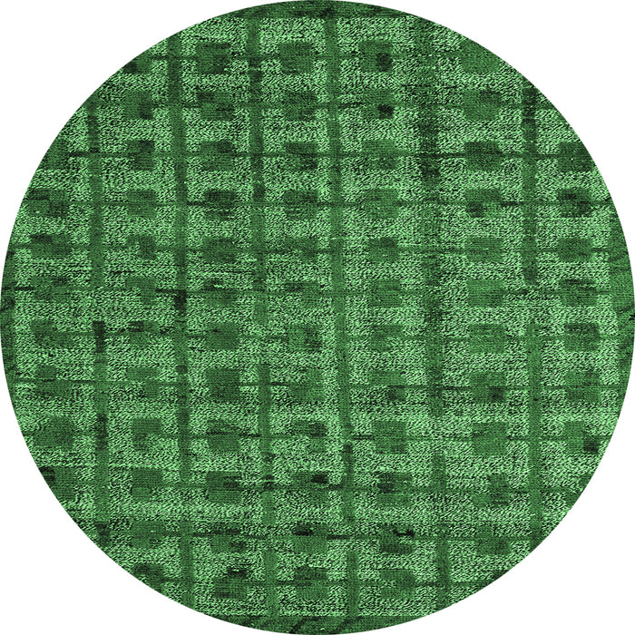 Round Abstract Emerald Green Modern Rug, abs4465emgrn