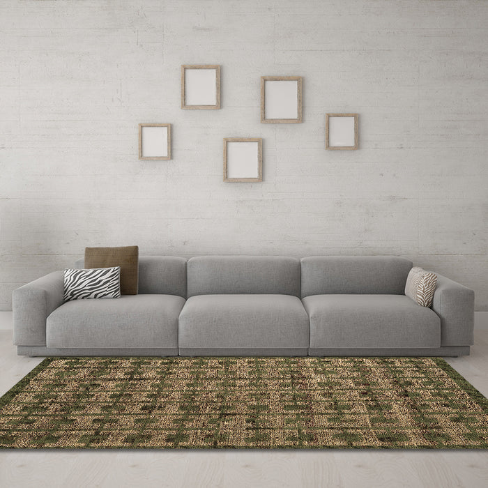 Machine Washable Abstract Brown Modern Rug in a Living Room,, wshabs4465brn