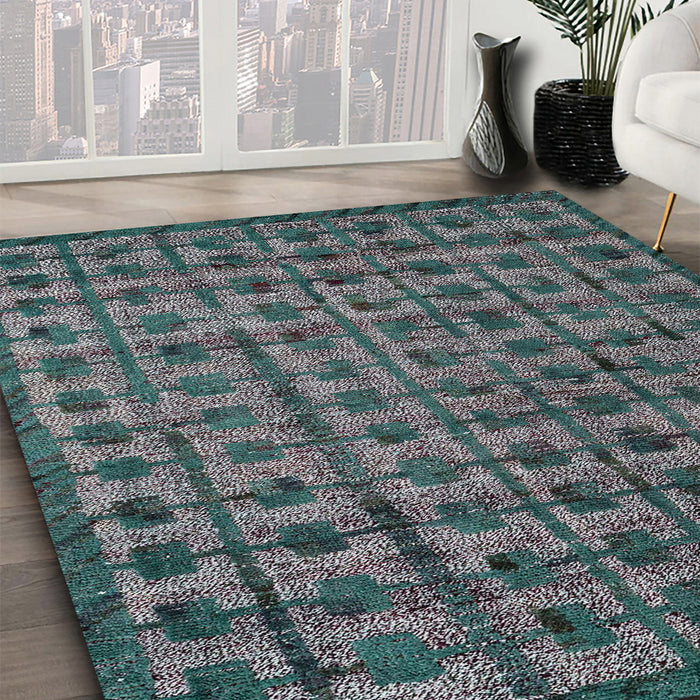 Abstract Light Slate Gray Modern Rug in Family Room, abs4465